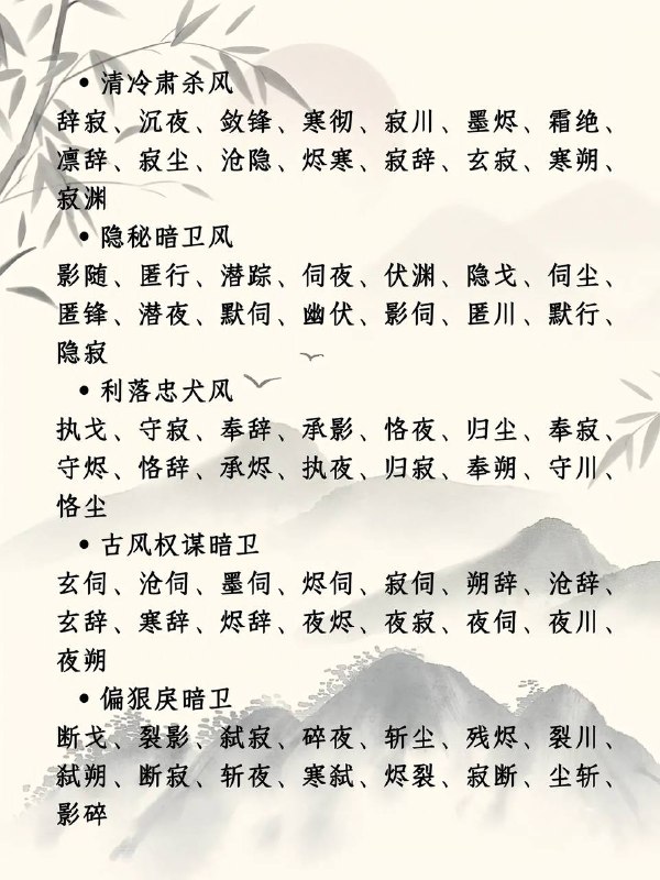暗卫名称暗卫名称