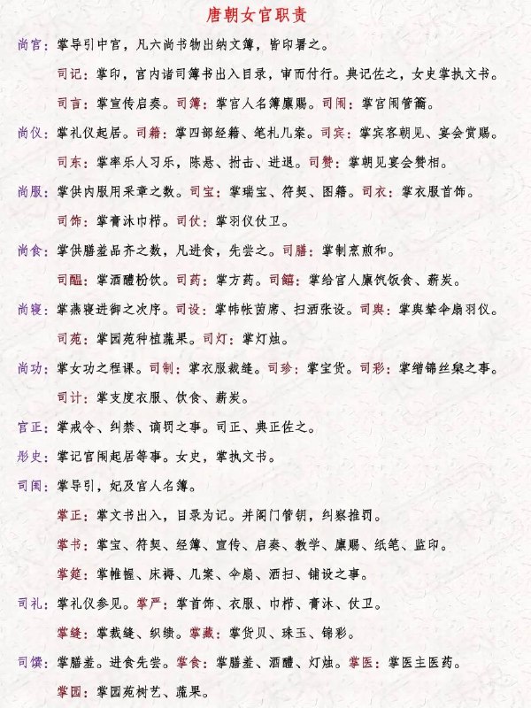 唐朝女官制度唐朝女官制度