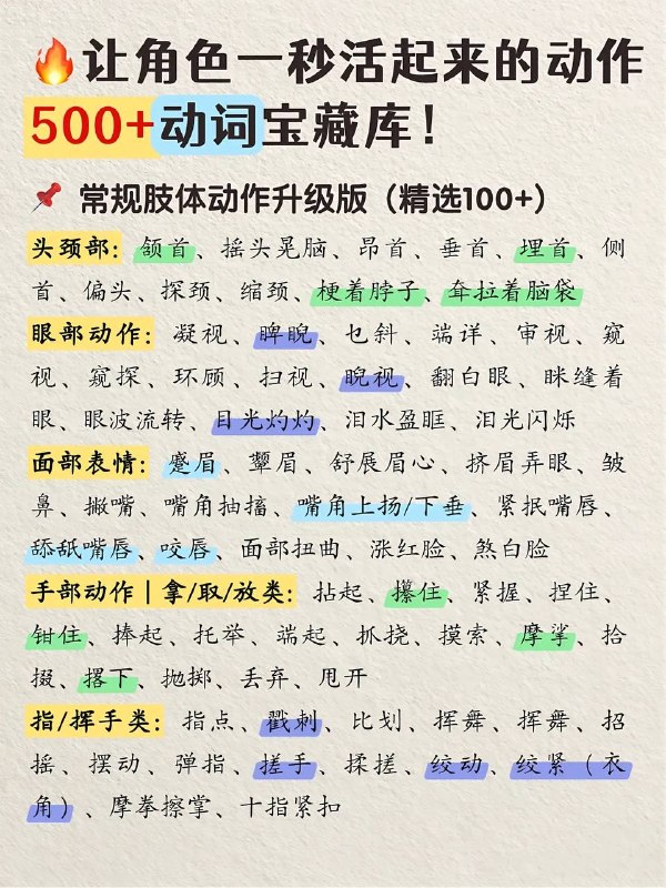 动作动词描写动作动词描写