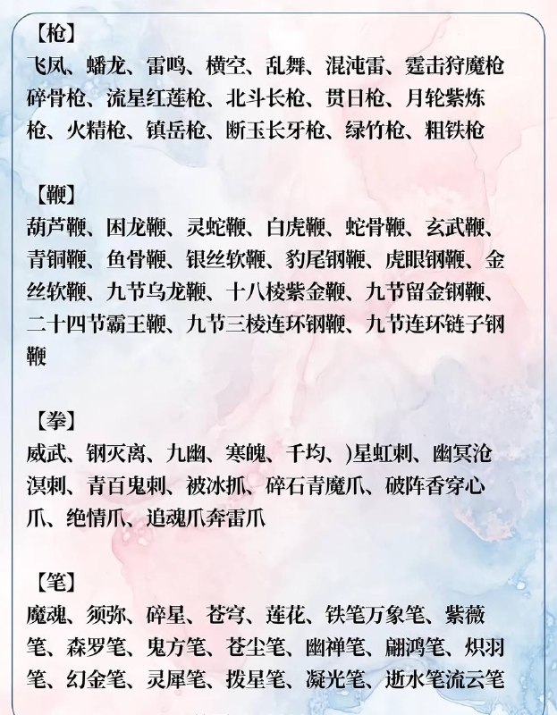 罕见武器名罕见武器名