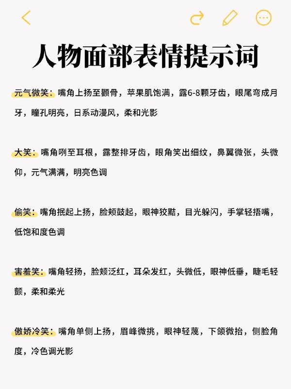 人物面部提示词人物面部提示词